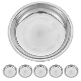 CHICAMPERA Lot de 6 Assiettes Acier Inoxydable Rondes Plateau de Service pour Pâtes et Desserts pour Dîners Entre Amis et Fêtes