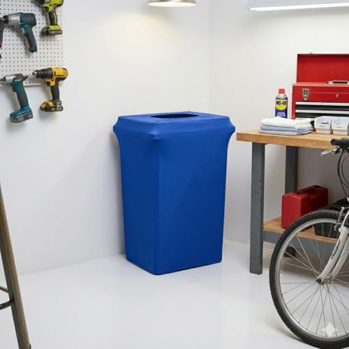 Image of YOUR CHAIR COVERS - 23 Gallon Spandex Slim Jim Narrow Trash Can Cover - Royal Blue (Cover ONLY, Trash CAN NOT Included)