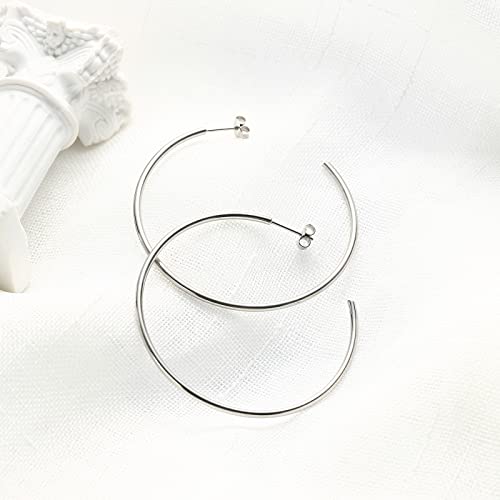 TGNEL Titanium Earrings Hoops | Polished Thin Open C Hoop Earrings Titanium for Women Men Sensitive Ear 9mm-50mm4