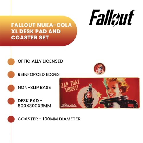 Fallout Nuka-Cola Xl Desk Pad & Coaster Set – Officially Licensed Merchandise - Desk Pad 800X300X3Mm - 9
