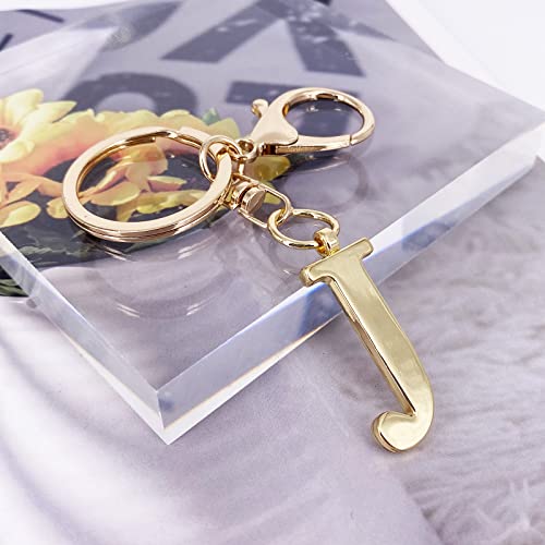 Gold Letter J Keychain For Women Men Purse Handbags Metal Alphabet Initial Letter Key Ring Keychain #TOP1