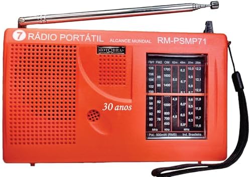 "Rádio Portátil Motobras 0,5W RMS com 7 Faixas e Sintoniza FM,OM ...
