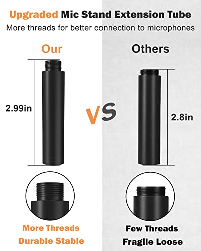 Boseen Mic Stand Extension Tube, 4 Pieces Microphone Extension Pipe Microphone Stand Extender With 2 Screw Aadpters For Desk Boom Arm Stands #TOP3