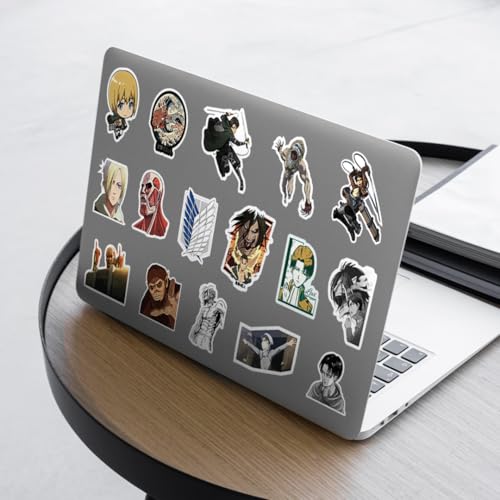 Image of Attack on Titan Anime Stickers Pack (3 Sheets)- Waterproof Vinyl AOT Stickers for Laptop, Phone, Water Bottle, Skateboard - Levi, Eren, Mikasa Decals for Teens & Anime Fans