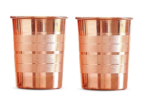 Image of 100% Pure Copper Tumbler 300ml | Ayurvedic Drinking Glass for Water | Handcrafted Copper Utensil for Daily Use - 2Pcs Set
