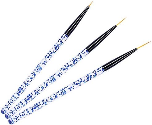 Nail Pens 3Pcs/Set Acrylic Handle Manicure Tool Set Crystal Carved Nail Art Brush Painting Pen for Nail Art(Blue)