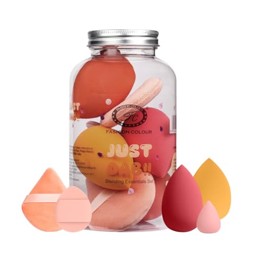 Image of Fashion Colour Just Dab!! 12PCS Makeup Sponge Set | Beauty Blender, Powder Puff & Cushion Puff | Foundation, Concealer & Powder Applicators | Soft, Flexible & Reusable | All Skin Types (02)