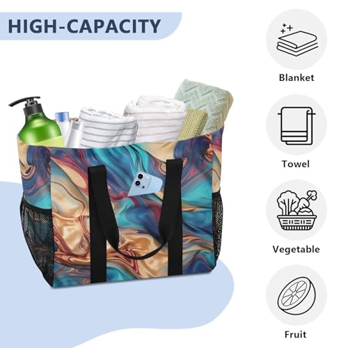Nander Beautiful Paint Texture Foldable Tote Bag Waterproof Sandproof Women Beach Bag Handbag Gym Bag Travel Shopping Bag4