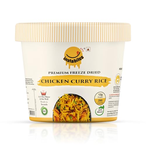 Instabites Ready To Eat Chicken Curry Rice Cup 65 gms, No Added Preservatives and Ready to Eat in Minutes - Pack of 1