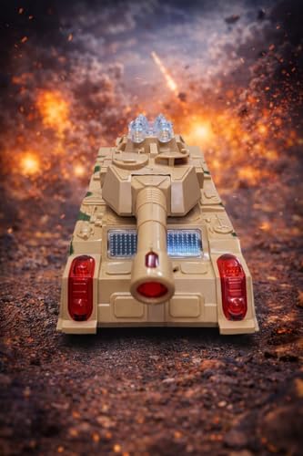 Image of Maxystore Army Tank Toy with LED Lights and Sound, Camouflage, Transparent Gear Wheels, for Boys and Girls