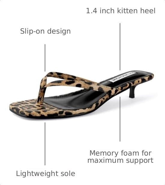 Image of STUNAHOME Kitten Heels Sandals for Women Cute Summer Square Open Toe 1.4 Inches Comfortable Thong Flip Flop Heels