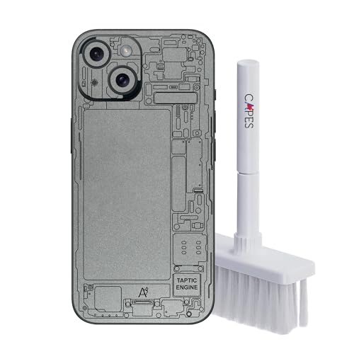 Image of Capes India Mobile Phone Skins Compatible with Apple iPhone 15 | Not a Cover /Case | Protective Film Vinyl Sticker (Teardown Silver, Full Body Skin + Tech Cleaner)