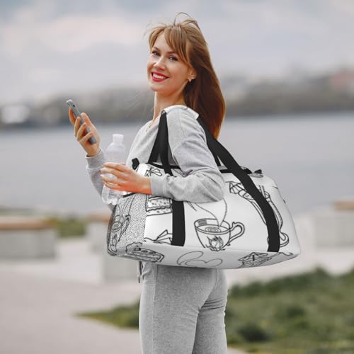 Sac pour articles personnels noir, la solution de rangement avec imprimé thé