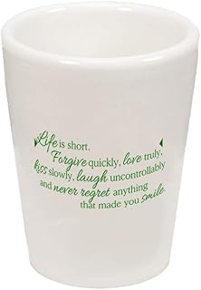 Forest Green Life Short Forgive Quickly Love Truly Kiss Slowly Ceramic Shot Glass Cup