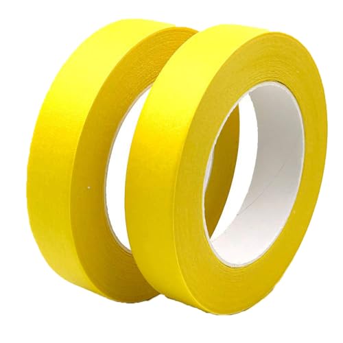 Image of Yellow Painters Tape 1 Inch Wide, Masking Tape 1 Inch X 55 Yards X 2 Rolls for Arts Crafts Painting Labeling Decoration School Projects Home Office