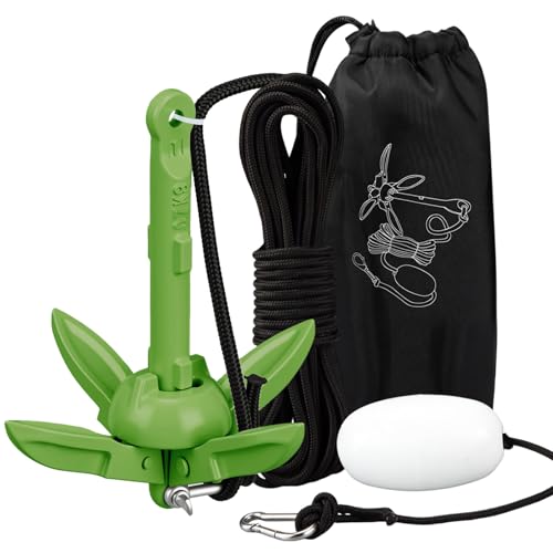 Image of MorningRo 1 Pack 1.5 /3.5 lb Marine Kayak Anchor Kit with 40ft Rope and Buoy Folding Grapnel Boat Anchor Kit Kayak Fishing Accessories for Small Boats, Canoe, SUP Paddle Boards