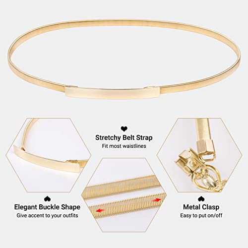 GRACE KARIN Women Skinny Metal Cinch Belt Gold Waistband Elastic Waist Belt CL6334