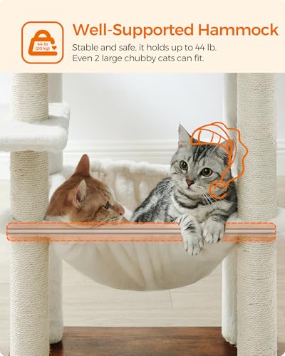 Image of Feandrea Cat Tree, 56.3-Inch Contemporary Cat Tower, Multi-Level Condo