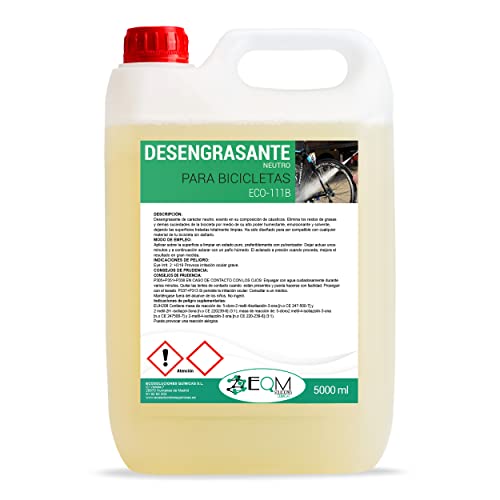 EQM SOLUCIONES QUÍMICAS | ECO-111B | 5L | Desengrasante Neutro para Bicicletas | Válido para cualquier material ( Aluminio, Titanio, Acero, Anodizado…) | Desengrasante de Cadenas Cover