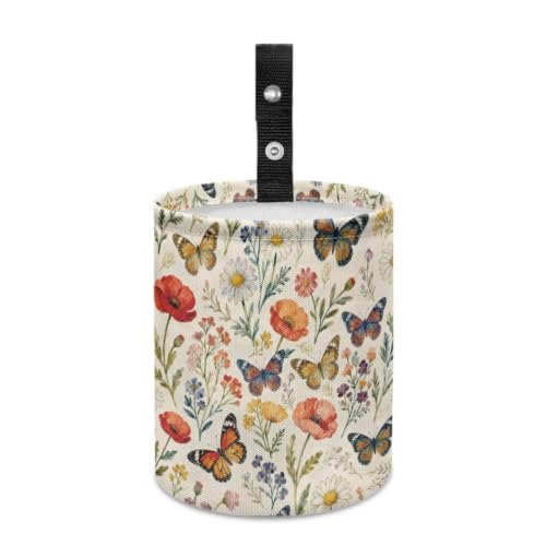Image of Floral Daisy Butterfly Car Trash Can Garbage Bin Universal Hanging Cars Garbage Can Cars Interior Accessories Fit Most Vehicle SUV Truck