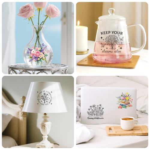 Peacoblue WildBlüten-Silhouetten-Ausschnitte für Gläser, Einmachgläser, Wunschflaschendekor, 25 Stück langlebige Silhouette für DIY-Bastelset Glasaufkleber Kirche Weihnachten Gartendekor