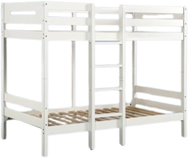 HomeStock Visions Twin Bunk Bed with White Pine Wood Frame Guardrails and Front Facing Ladder 77.76 x 41.73 x 64 Inch