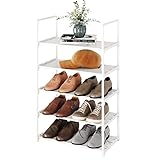 Yegazte 5-Tier Stackable Shoe Rack, Narrow Shoe Stand for 10-12 Pairs Shoe and Boots Organizer Storage Shelf Space Saving for Closet, Entryway and Hallway(White)