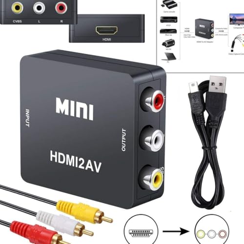 Image of HDTV /HDMI to AV /3RCA Scaler Adapter HD Video Composite Converter Box Support NTSC PAL New (White) with CableHDMI /HDTV to AV /3RCA Scaler Adapter (White) with Cable