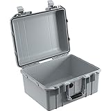 PELI 1507 Air Leichter Schutzkoffer für den Transport von DSLR Kamera und Drohnen Equipment, Wasser- und Staubdicht, 24L Volumen, Ohne Schaumstoffeinlage, Farbe: Silber