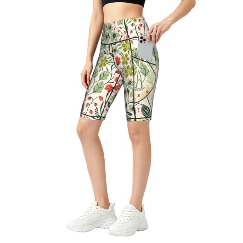 Short de running fleuri taille haute pour vos séances de yoga en plein air