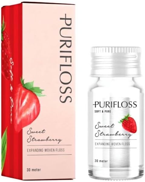 Miniatura 2 de Hilo dental tejido expansible de alta calidad, sin PTFE y PFAS, fresa dulce, ecológico, vegano, sin crueldad, recomendado por dentistas, apto para