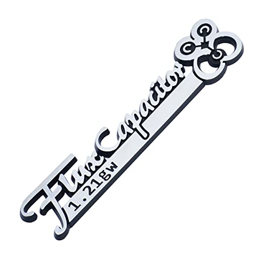 Image of 2Pc Flux Capacitor Back to The Future Emblem 3D Badge Nameplate Sticker Replaceement for Universal Car Truck SUV (Silver Black)