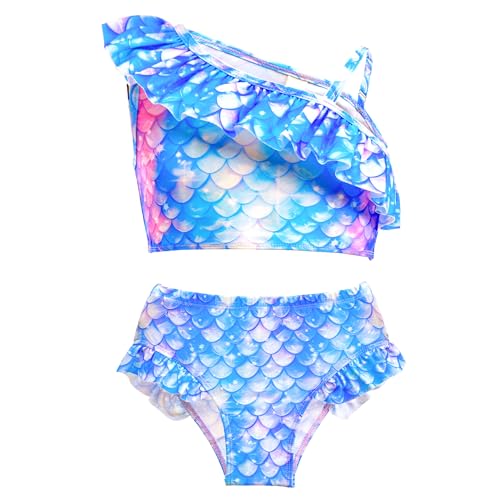 Image of GALLDEALS Girls Swimsuit 3 Piece Bathing Suits Flounce Ruffle Tankini Set Beach Swimwear with Cover Ups Skirt for 3-10 Years