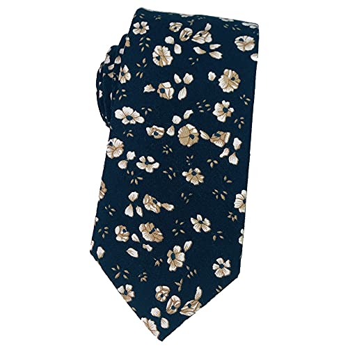 Image of Mantieqingway Men's Cotton Floral Neck Tie 2.56'' Printed Skinny Tie