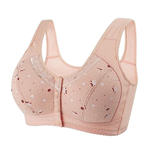 Tops Ropa Interior Sujetador de Estilo de Camiseta sin Mangas con Hebilla Frontal de tamaño cómodo y Sexy para Mujer Conjuntos Ropa Interior (Beige, 44)