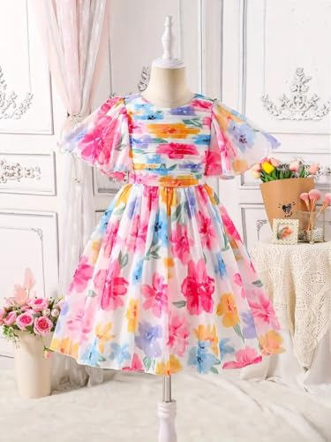 Image of TAGAS Girls' Princess Dress | Girl Floral Print Dress |Dresses birthdaydress for Babygirls |
