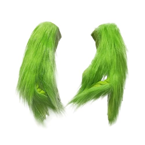 Fisemira Funny Green Gloves Furry Hand Gloves Adults Costume Mask Accessories Christmas Halloween Decoration Monster Glove