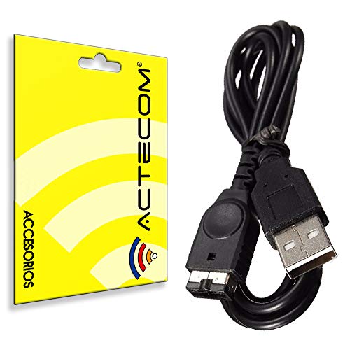 actecom Cable USB de Carga Gameboy Advance SP Charger, GBA SP Cargador Compatible con Nintendo DS NDS 1,2 metros, Negro