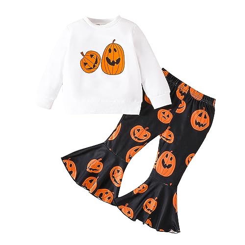 Kids Outfit Soft Cotton Warm Crewneck Long Sleeve Round Neck Letter Pumpkin Sweatshirt Set For Boys Or Girls 3t girls