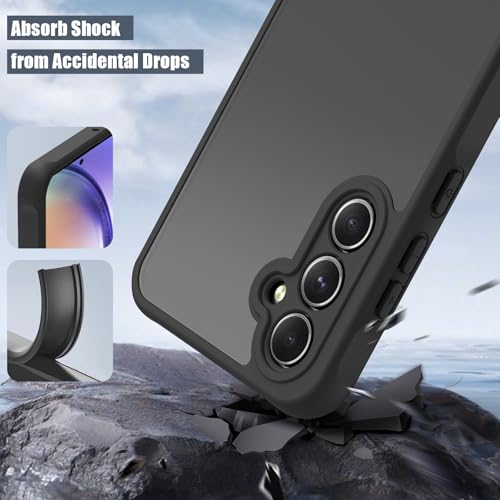 Image of Tobfit Silicone Phone Case for Samsung Galaxy A35, Durable Shockproof Phone Cover for Samsung Galaxy A35(Clear-Black)