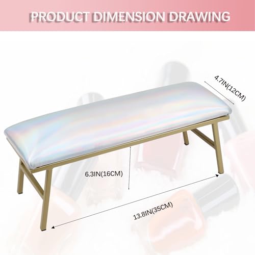 Descanso de braço para tecnologia de unhas, descanso de mão de couro de microfibra, sem necessidade