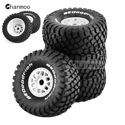 Chanmoo 1/8 RC Short Course Truck Tires and Wheels 17mm Hex OD 135mm 1/7 All Terrain Off Road Tyres for 1:7 1:8 RC Buggy Truck Car HSP TRAXXAS UDR DF7 FS Atom ARRMA Mojave YK4072 DF7 4PCS (White)