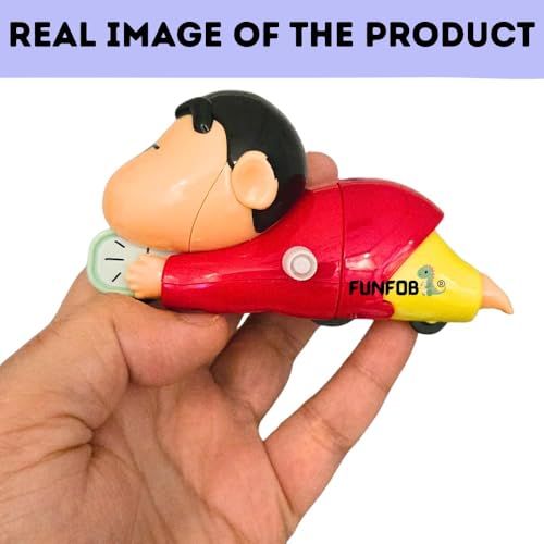 Image of FUNFOB Shinchan Moving Toy | Shinchan Action Figure Toys for Boys & Girls PVC Multicolour | Shin-chan Clock Red Moving
