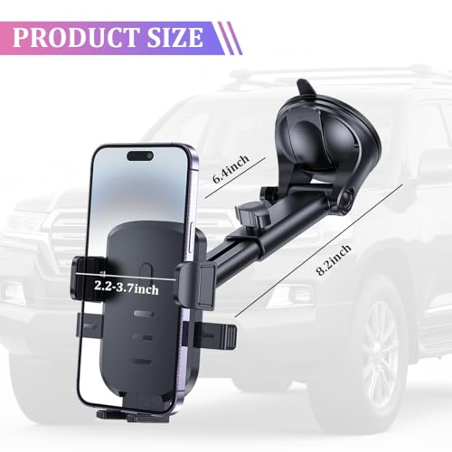 Image of Car Phone Holder, Strong Suction Vehicle Dashboard Windshield Air Vent Cellphone Mount Cradle, Adjustable Hands Free Automotive Smartphone Stand Accessories, Universal Fit (Black2)