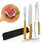 Kit Churrasco com Bolsa – 3 Peças (Faca, Garfo e Pegador)