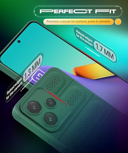 Image of WOW IMAGINE Ultimate Silicone Back Cover Case for Mi Redmi 12 5G | Redmi 12 4G | Poco M6 Pro 5G | Heat Dissipation Thin Soft TPU | 360 Camera Protection | Breathable Cooling Holes - Forest Green