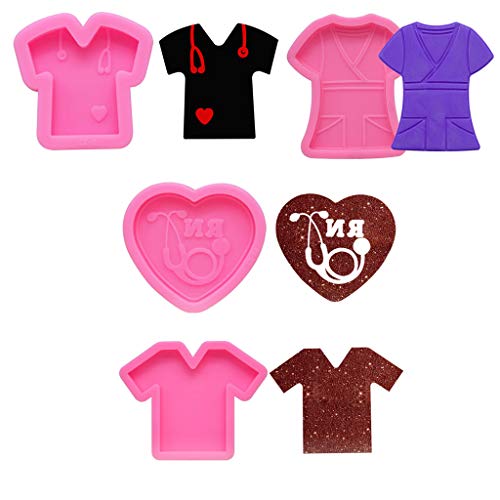 HELYZQ Kit de moldes de resina com 4 peças para roupas de enfermeira de médico, estetoscópio, pingen