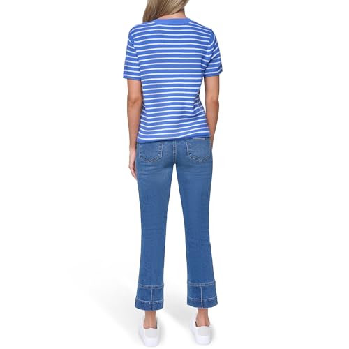 Image of Nautica Women's Crew Neck Solid Short Sleeve Sweater