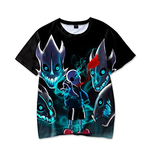 Minctong Camiseta Undertale 3D Impresión en color Sans/Frisk/Flowey/Toriel/Papyrus Camisa de manga corta Disfraz unisex de verano, Tipo E, 36