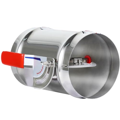 TOP-VIGOR 5 Inch HVAC Duct Manual Volume Backdraft Damper, Full Stainless Steel Airflow Control for Range Hoods, Fans, Pellet Stove Pipes, Dryer Vents, Adjustable Volume Damper with Sleeve (1 Pc)
